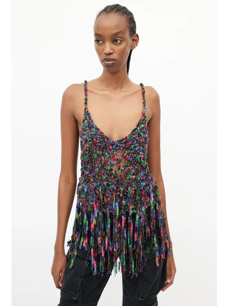 Loewe X Paula's Ibiza Metallic Halter Top, Size Small